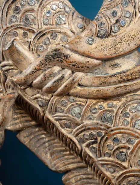 Large Carved And Gilded Pair Of Thai Temple Guardians photo furniture