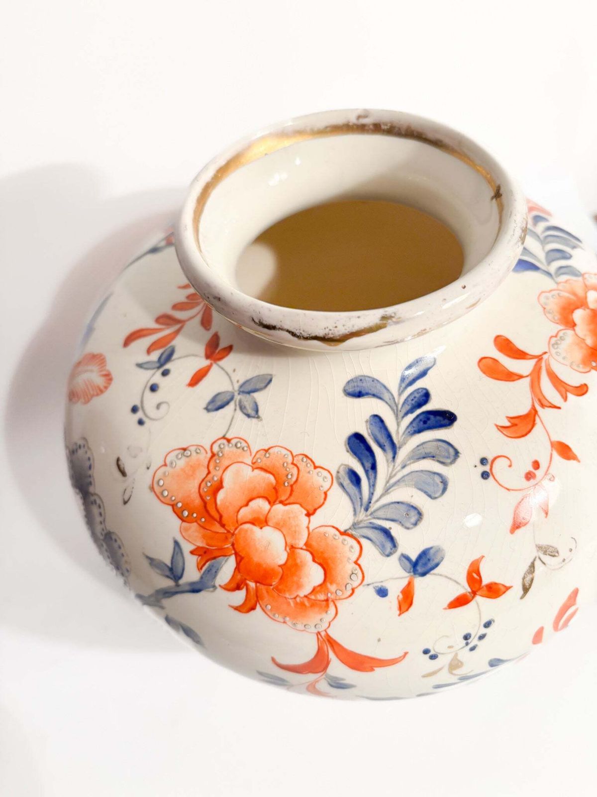 Laveno Ceramic Vase With Hand Painted Floral Motif 1940s photo 155.0