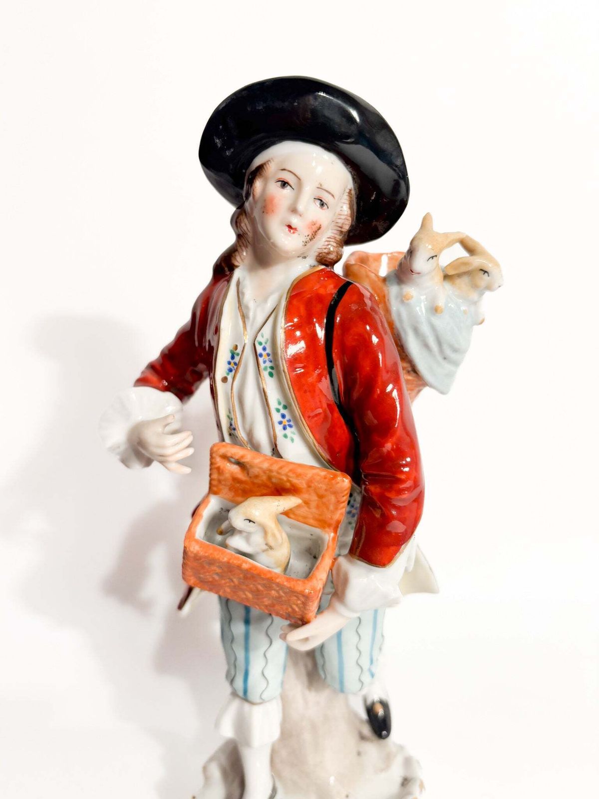 Polychrome Porcelain Figurine Sitzendorf Of Rabbit Seller From The 1800s photo furniture