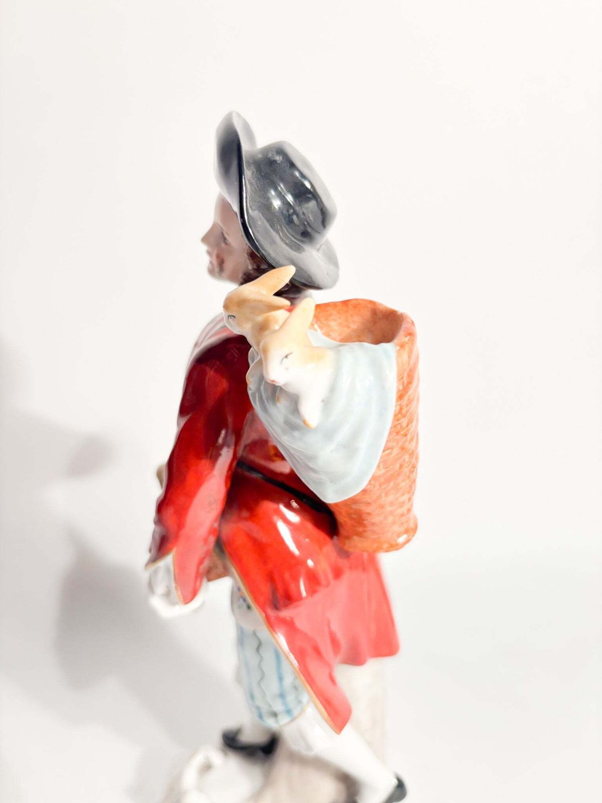 Polychrome Porcelain Figurine Sitzendorf Of Rabbit Seller From The 1800s photo vintage