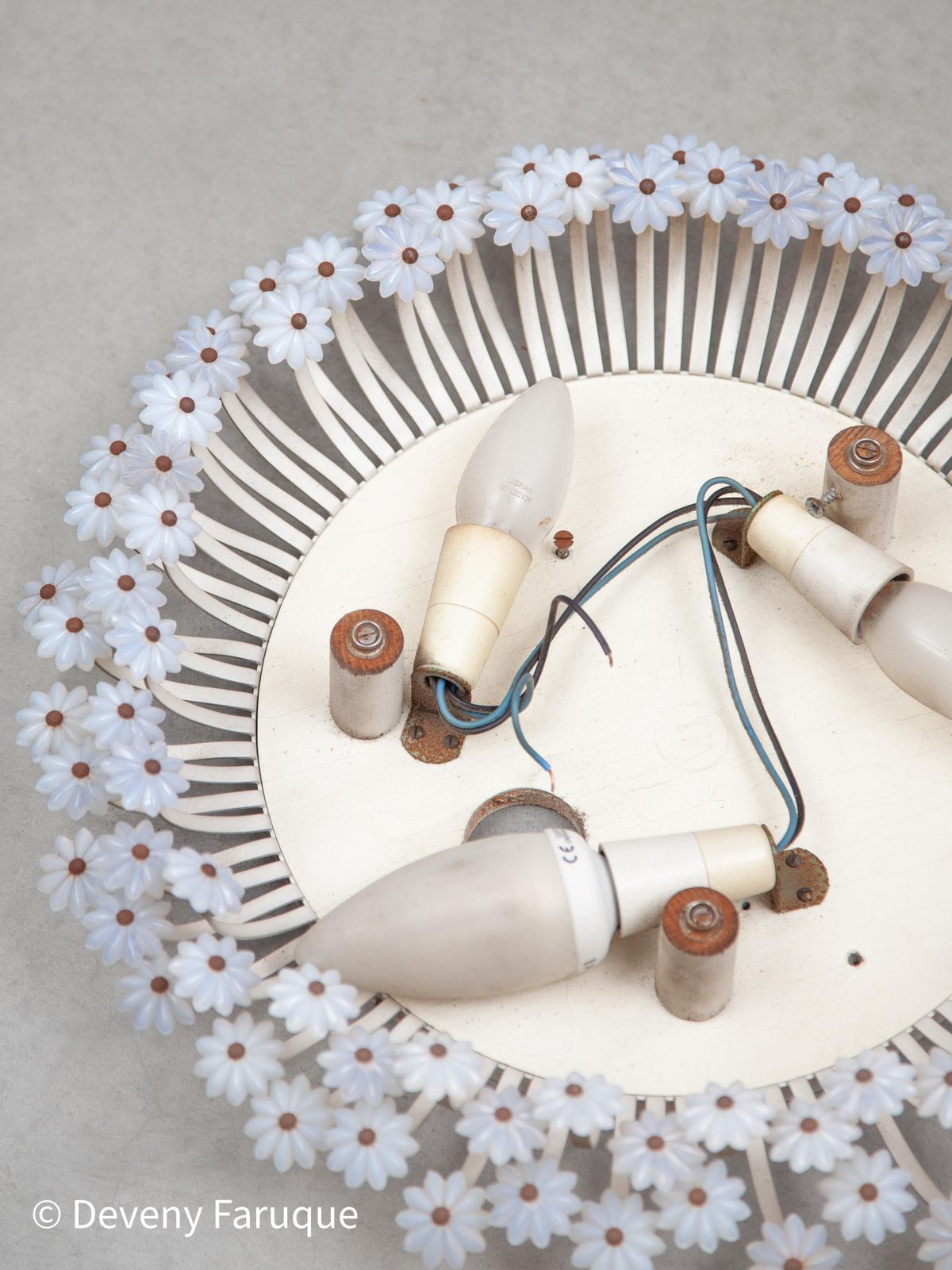 Illuminated Flower Wall Mounted Round Mirror By Münchner Zierspiegel, 1960s photo buy