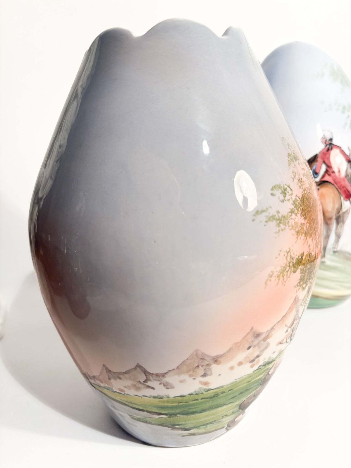 photo for sale Pair Of Vases In Hand Painted Castelli Ceramics From The 1950s