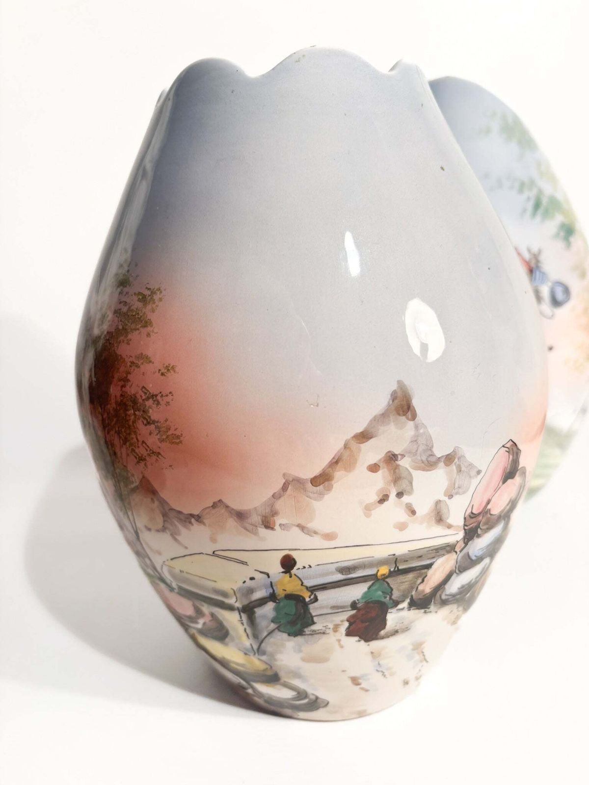 Home Decor Pair Of Vases In Hand Painted Castelli Ceramics From The 1950s photo