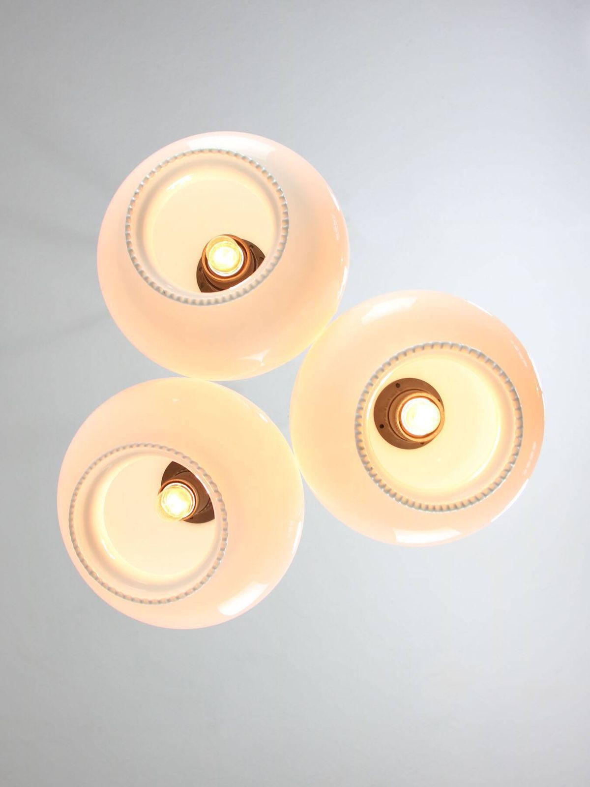 photo buy Mid Century Italian Opaline Glass & Brass Pendant Lamp, Set Of 3