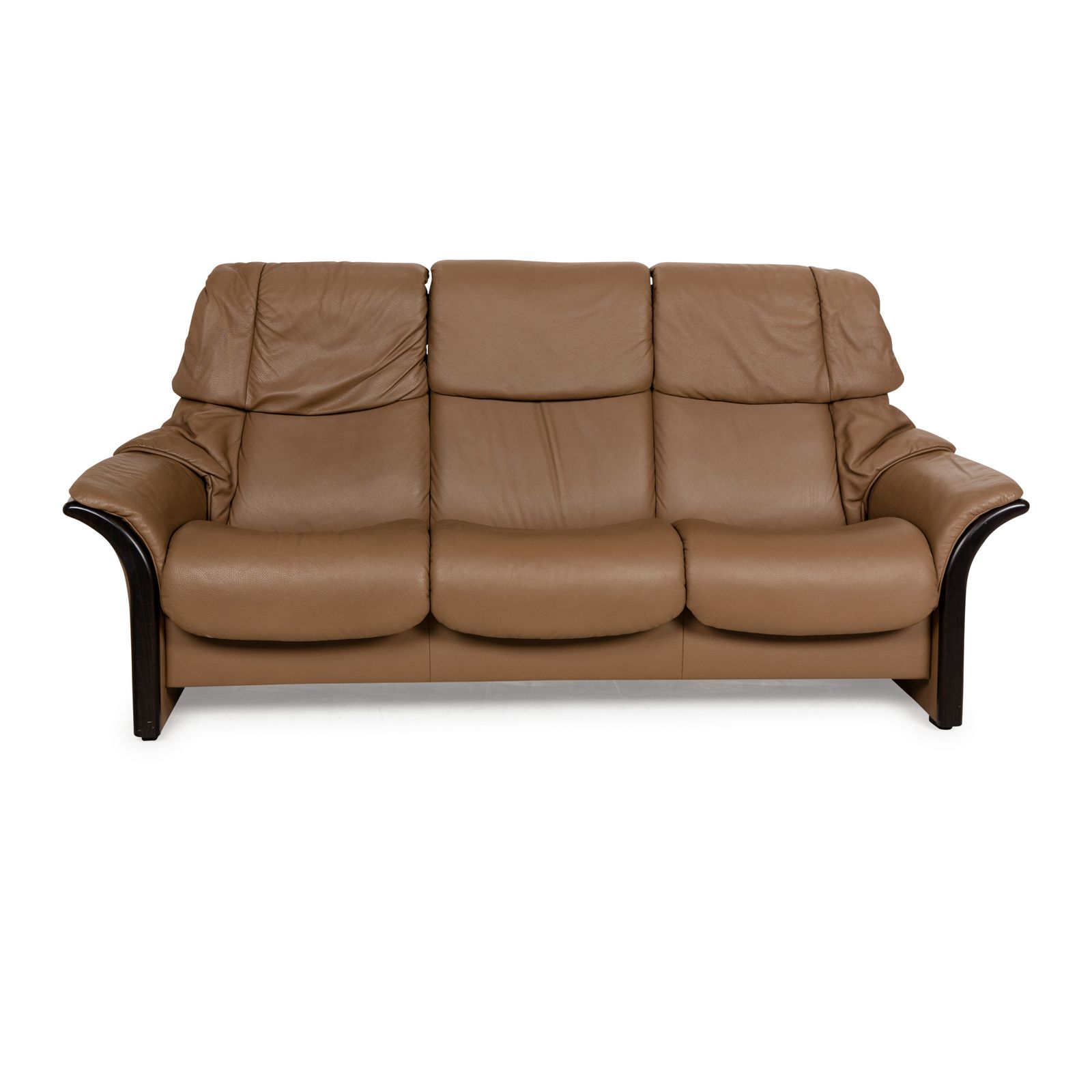 Stressless Eldorado Leather Three Seater Brown Beige Sofa Manual Function