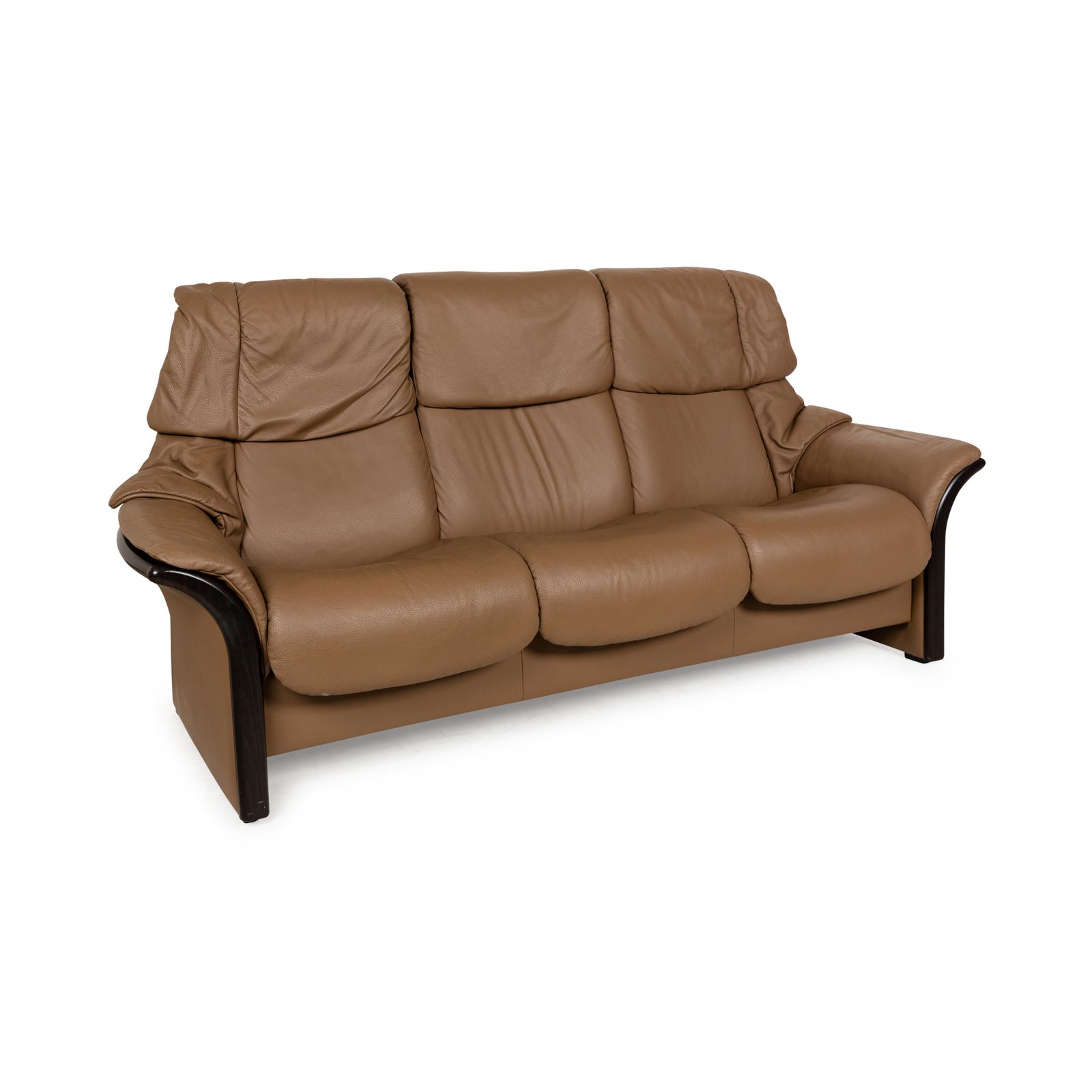 Stressless Eldorado Leather Three Seater Brown Beige Sofa Manual Function photo Furniture