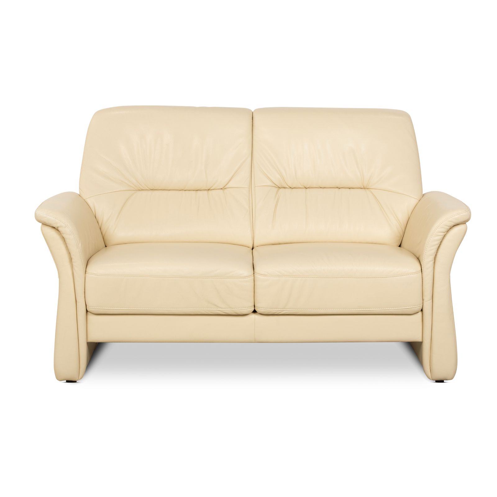 Elastoform Leather Two Seater Cream Manual Function Sofa