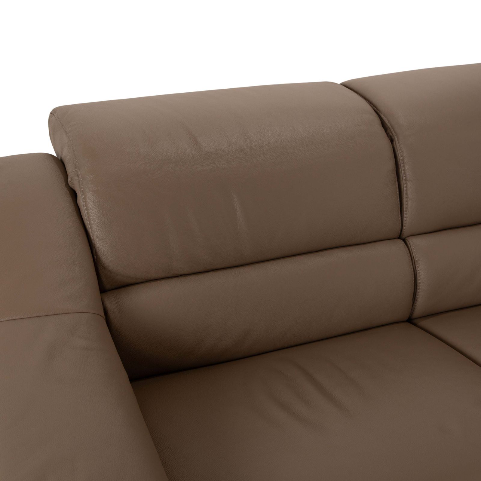 Canapé d'angle Himolla 1301 en cuir beige taupe, récamière droite, fonctions électrique et manuelle photo vinterior