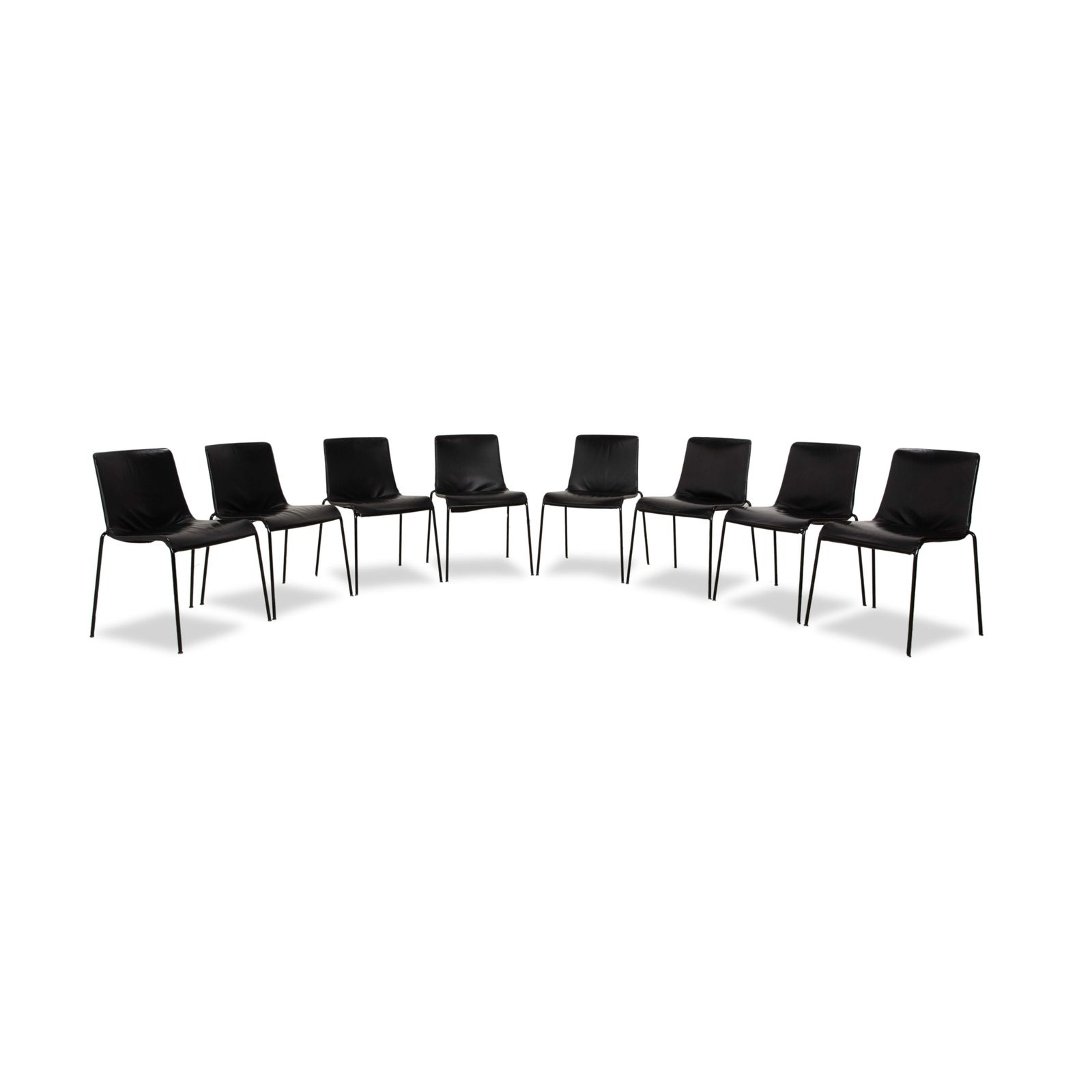 Lot de 8 chaises en cuir noir Walter Knoll Liz 1300