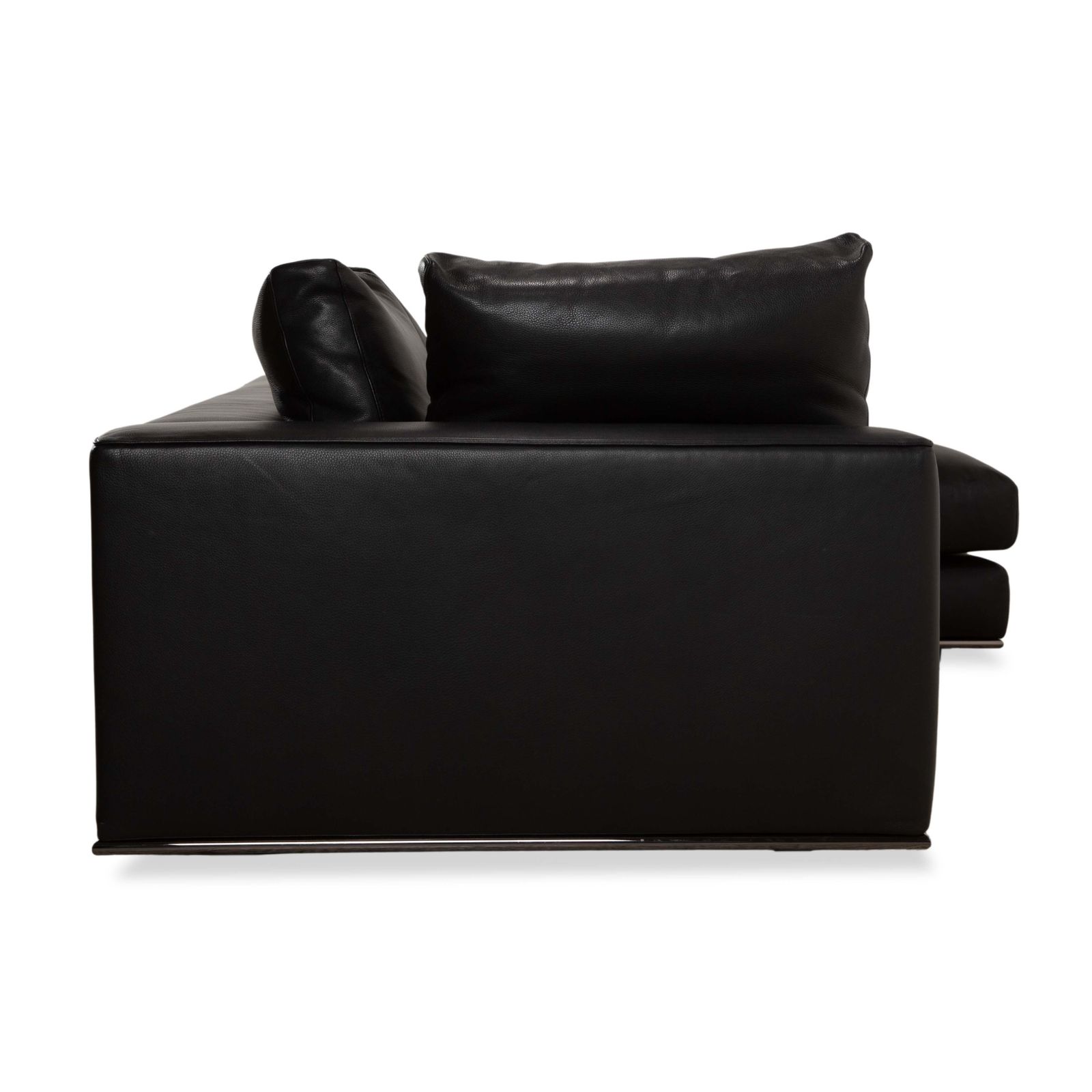 photo for sale Canapé d'angle Minotti Hamilton en cuir noir, récamière droite à fonction manuelle