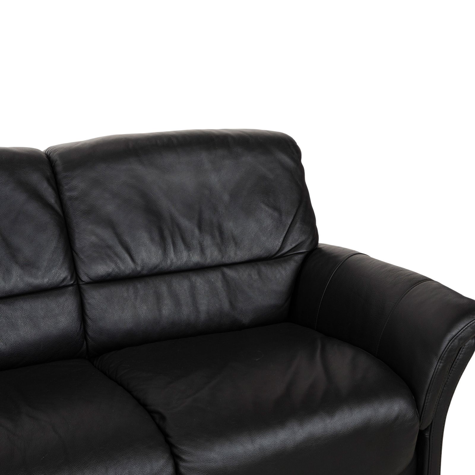Stressless Leather Three Seater Black Sofa photo vinterior