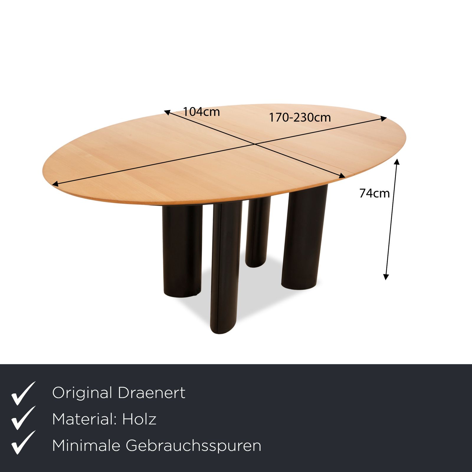 Draenert 1226 Wooden Dining Table Brown Black Extendable 170/230 X 74 X 104 photo furniture