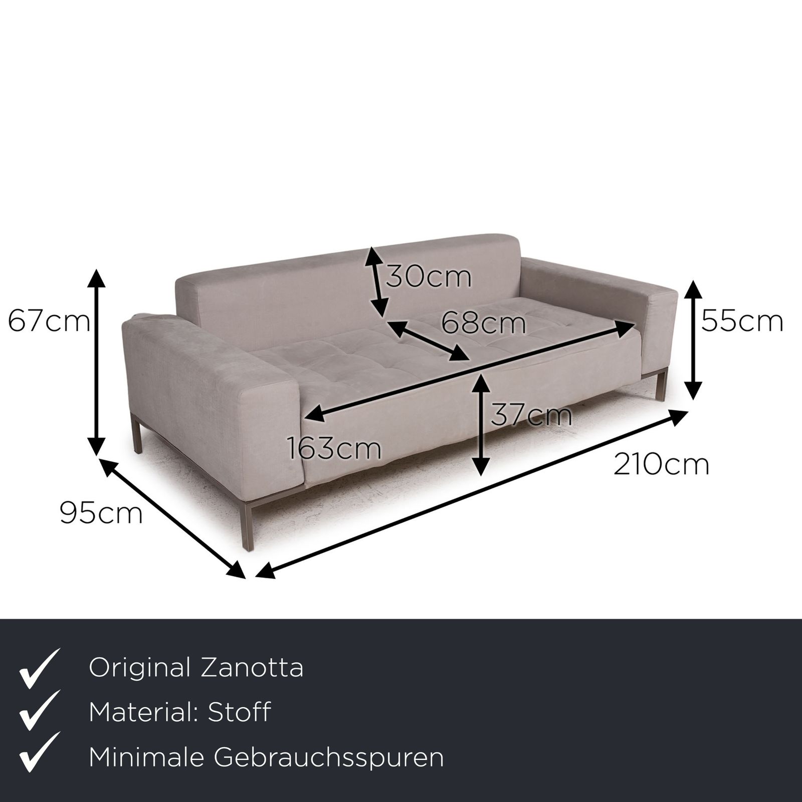Zanotta Alfa Fabric Sofa Gray Two Seater photo furniture