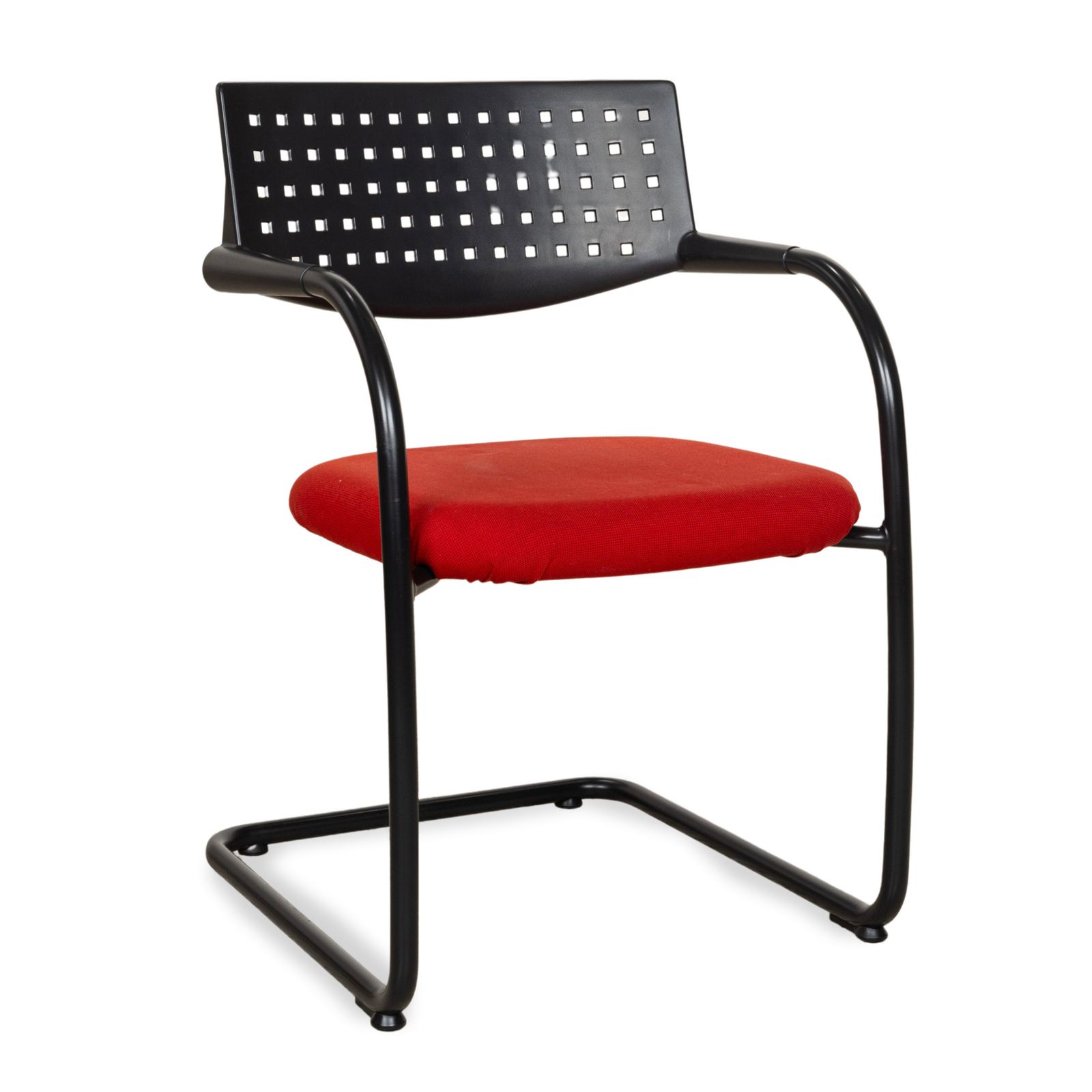Lot de 8 chaises Vitra Visavis en tissu, rouge et noir photo for sale