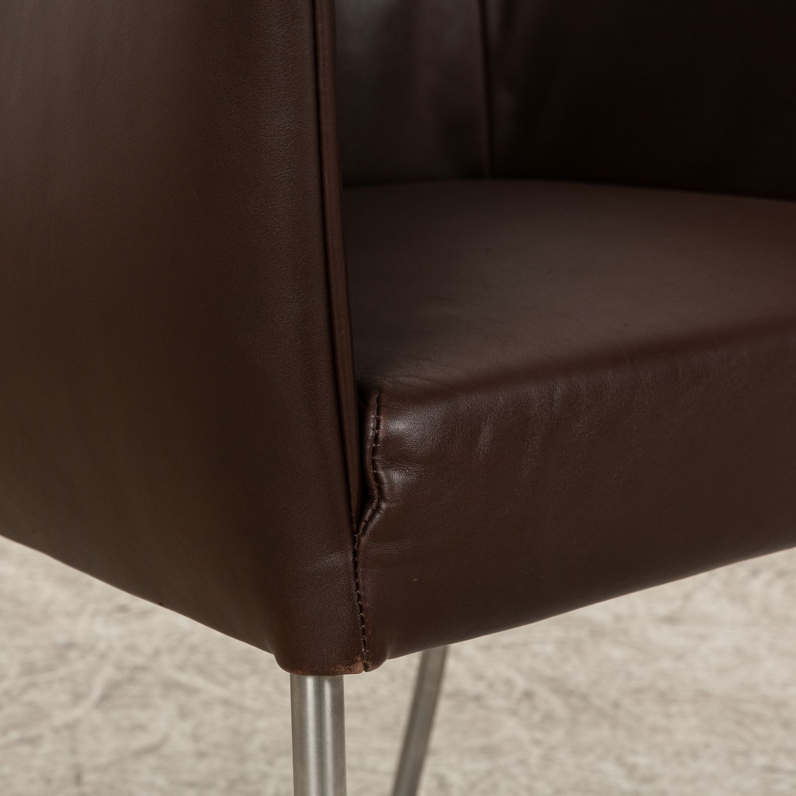 Set Of 6 Bert Plantagie Arc E Leather Chair Brown Dining Room photo for sale