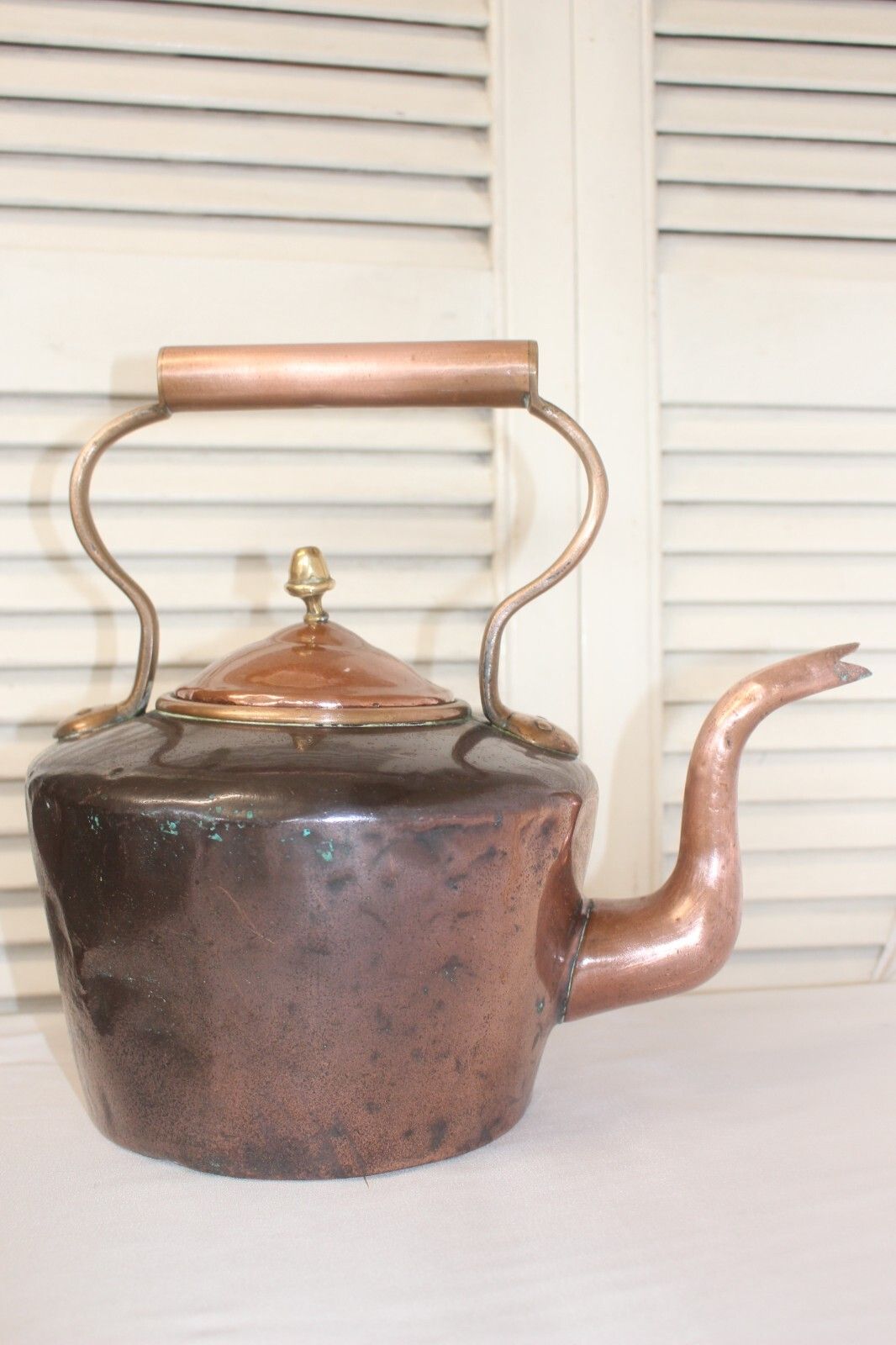 Beautiful Antique Copper Kettle 5 Pint Victorian Kettle Wt Dovetail Seam Brass
