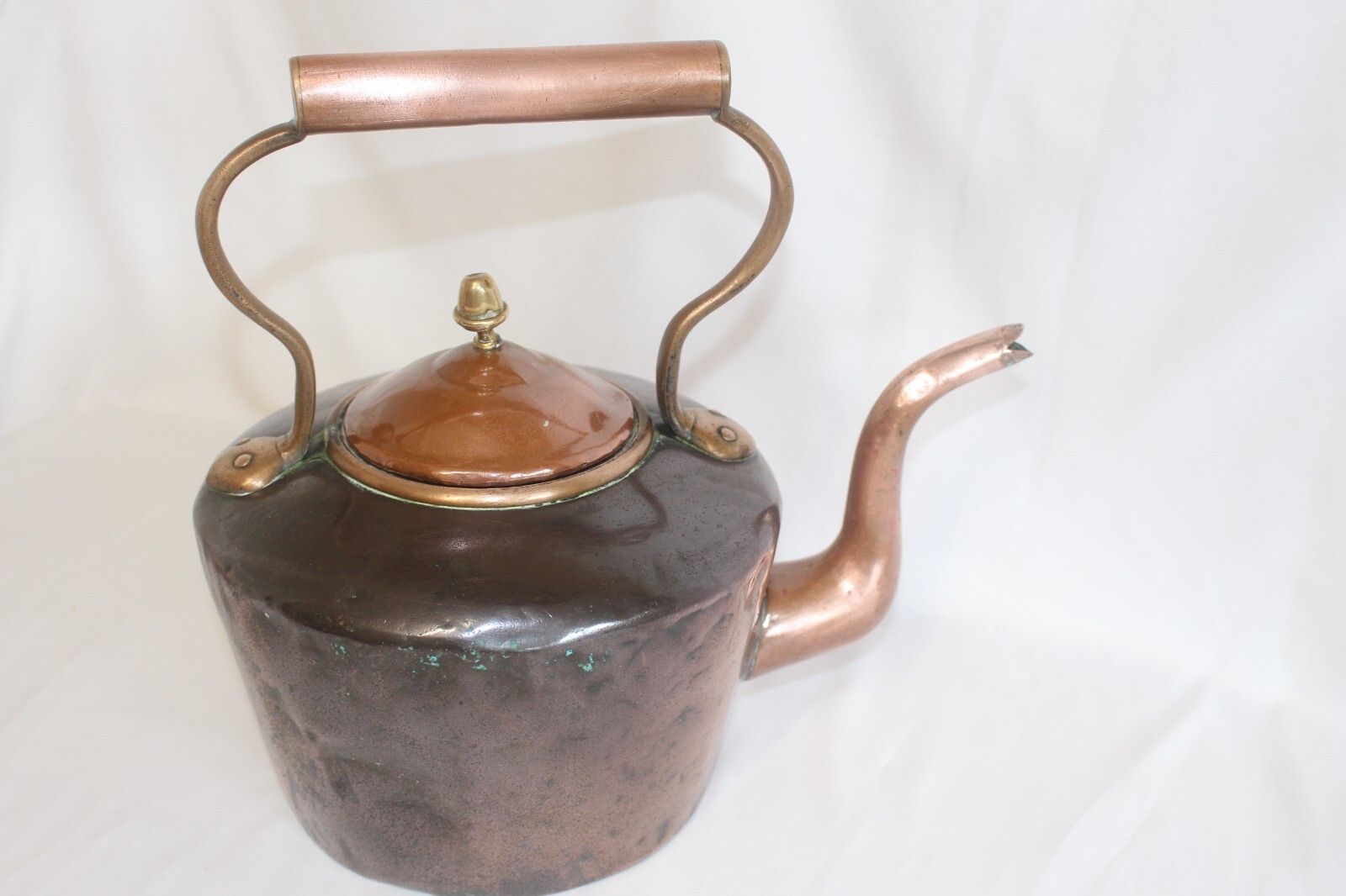 Beautiful Antique Copper Kettle 5 Pint Victorian Kettle Wt Dovetail Seam Brass photo furniture