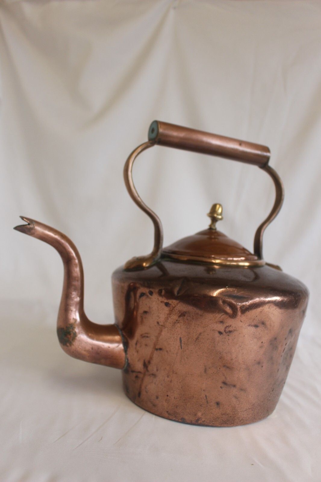 Beautiful Antique Copper Kettle 5 Pint Victorian Kettle Wt Dovetail Seam Brass photo Home Decor
