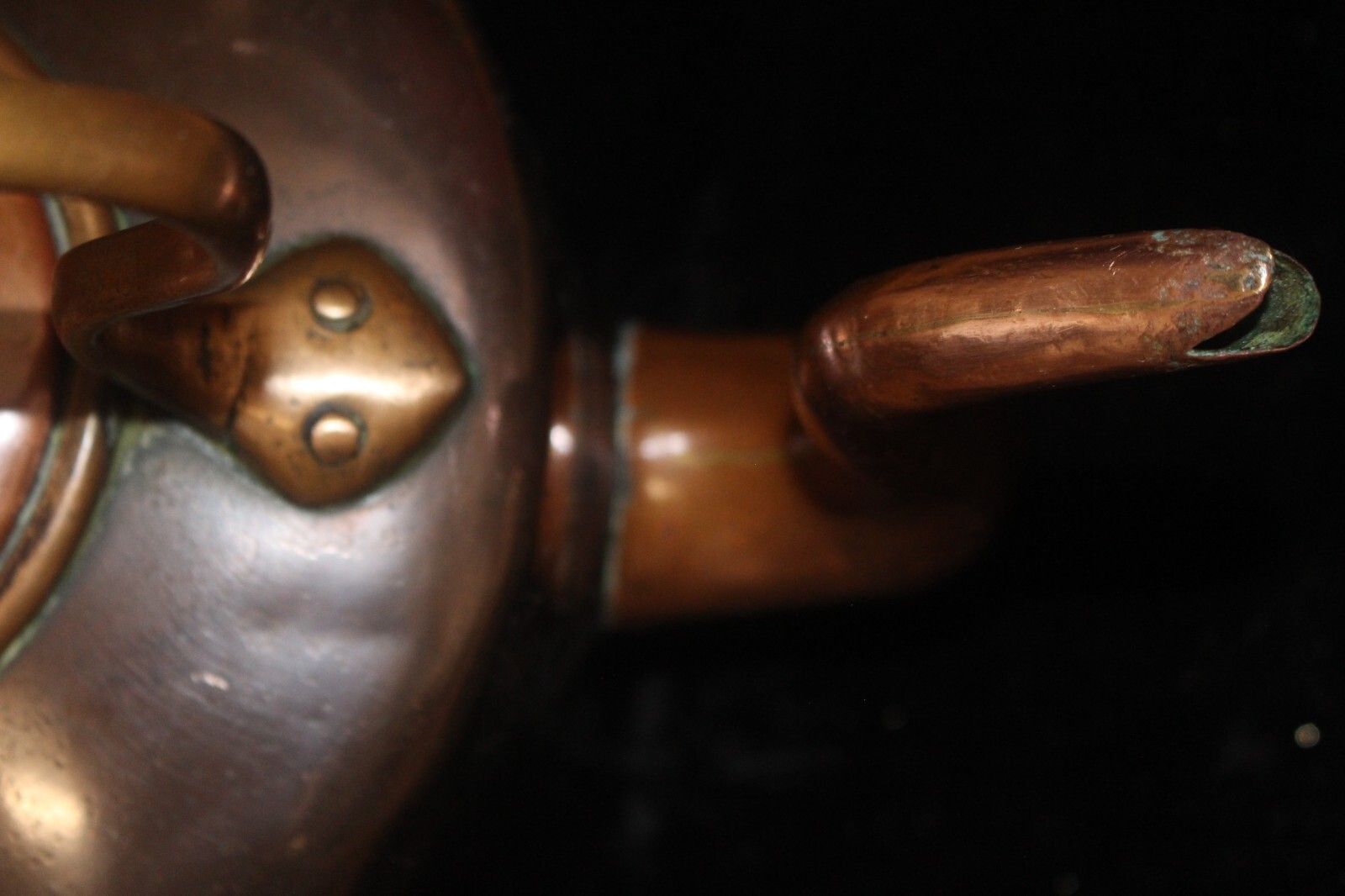 photo furniture Beautiful Antique Copper Kettle 5 Pint Victorian Kettle Wt Dovetail Seam Brass