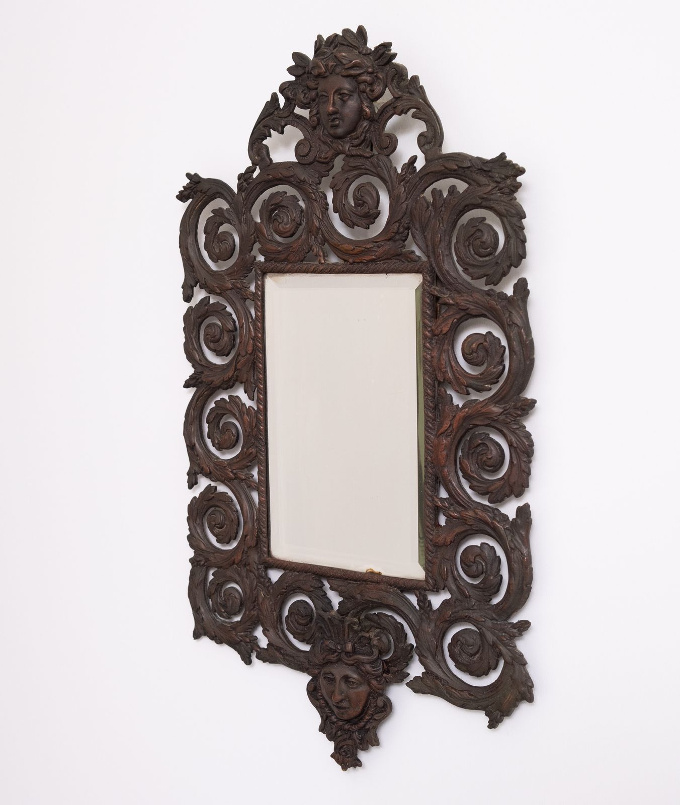 France Antique Cast Bronze Women's Head Wall Mirror photo buy