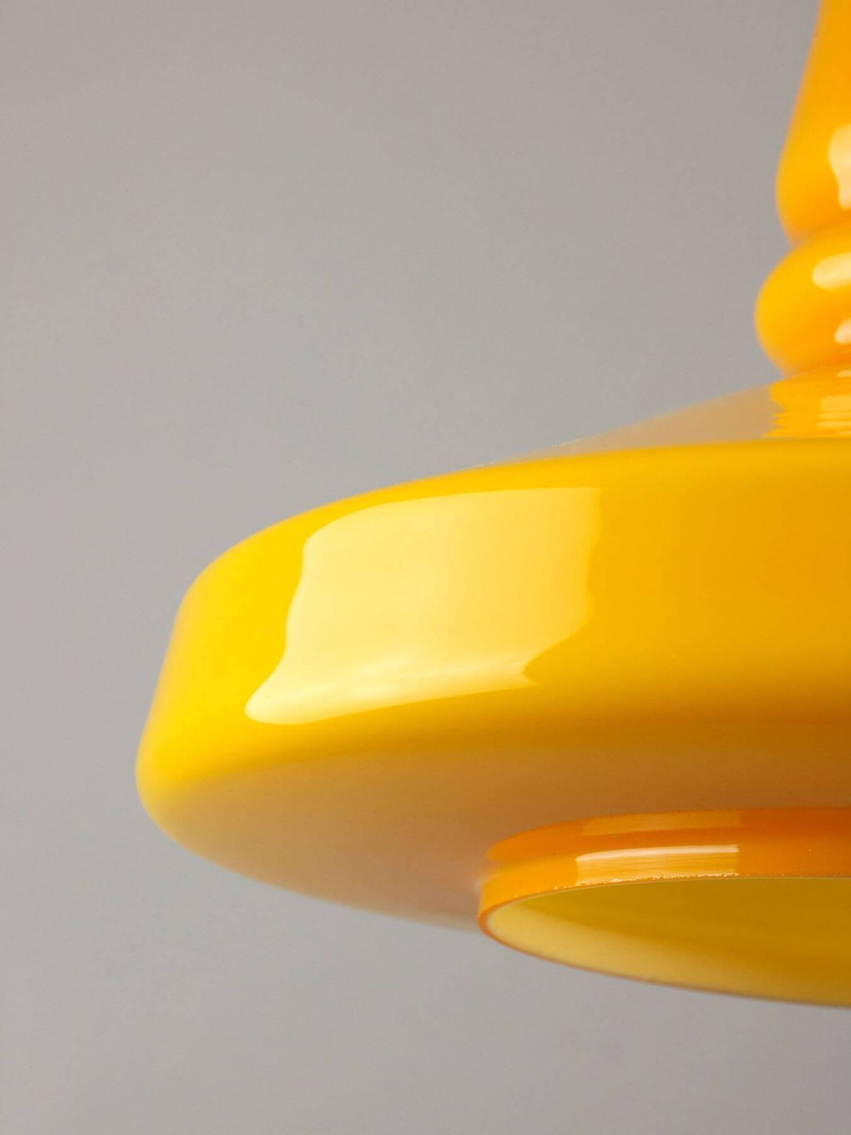 photo for sale Mid Century Italian Yellow Glass And Brass Pendant Lamp