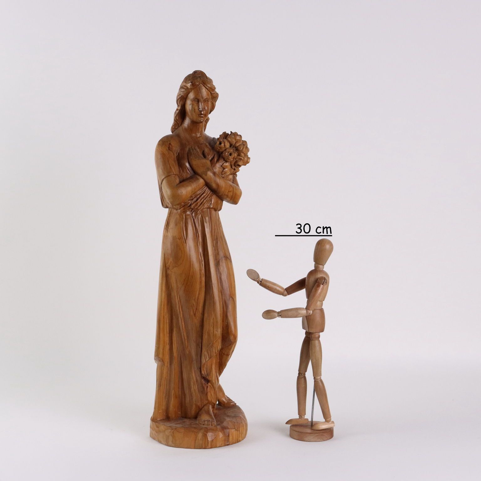 Antique Sculpture Olive Wood Italy XX Century photo furniture