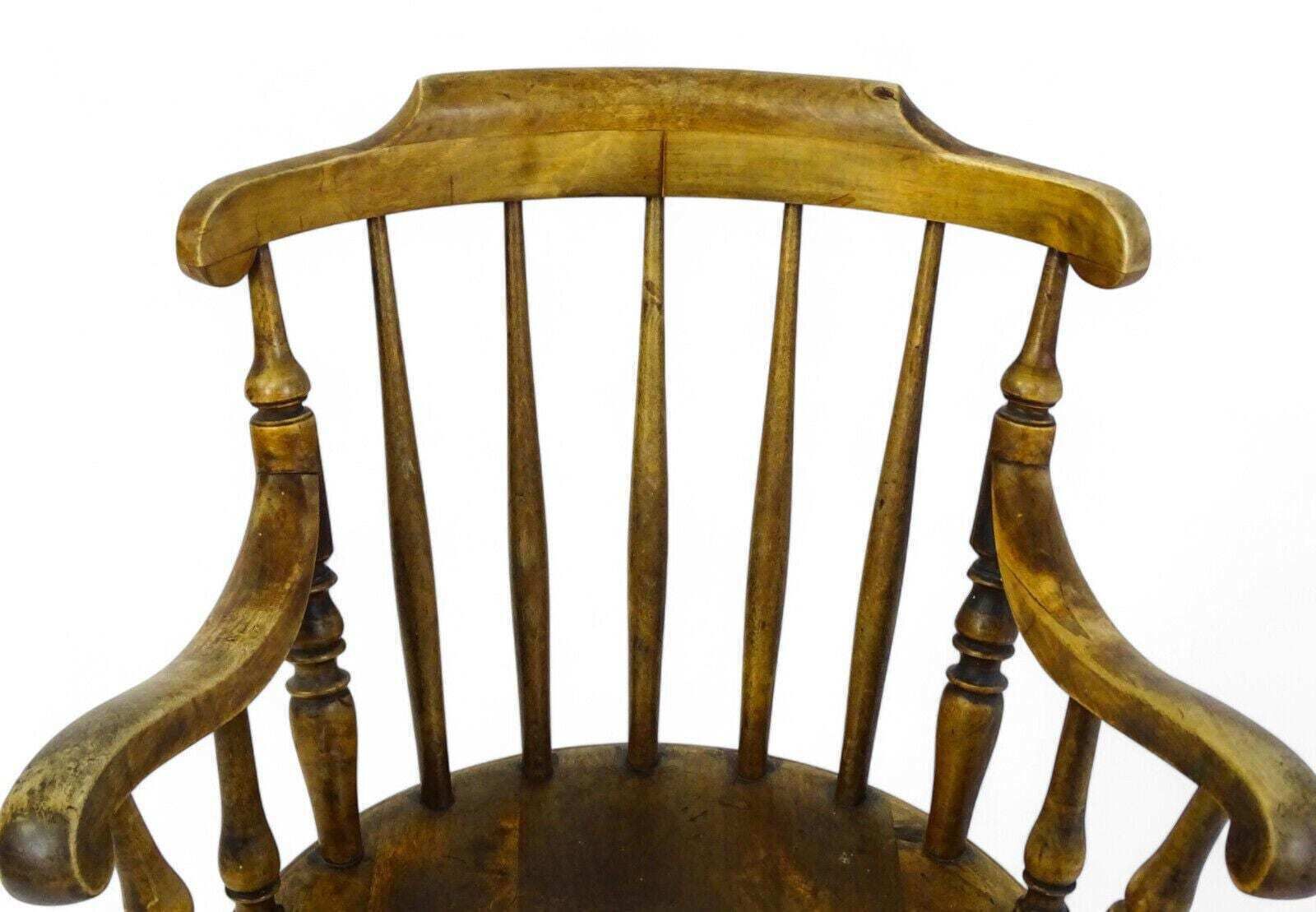 Antique 19th Century Penny Seated Windsor Arm Elbow Chair Scrolled Arms photo 550.0