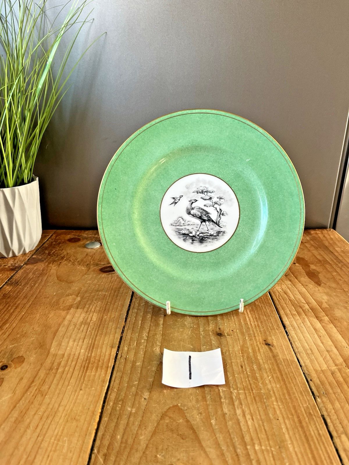 1 Antique Crown Staffordshire Pheasant Cabinet Plate For Tiffany & Co New York photo vintage