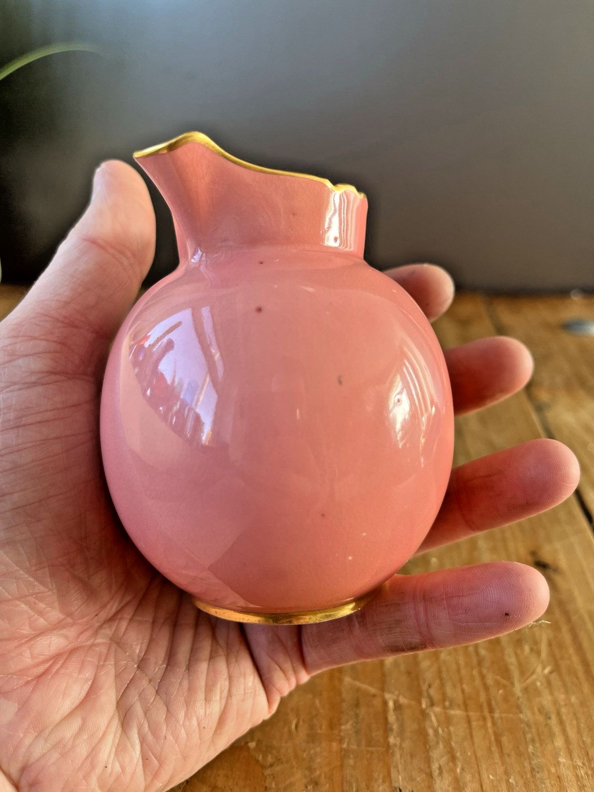 95.0 Antique C1890 Royal Crown Derby Porcelain Pink Gilded Bachelors Milk Cream Jug photo