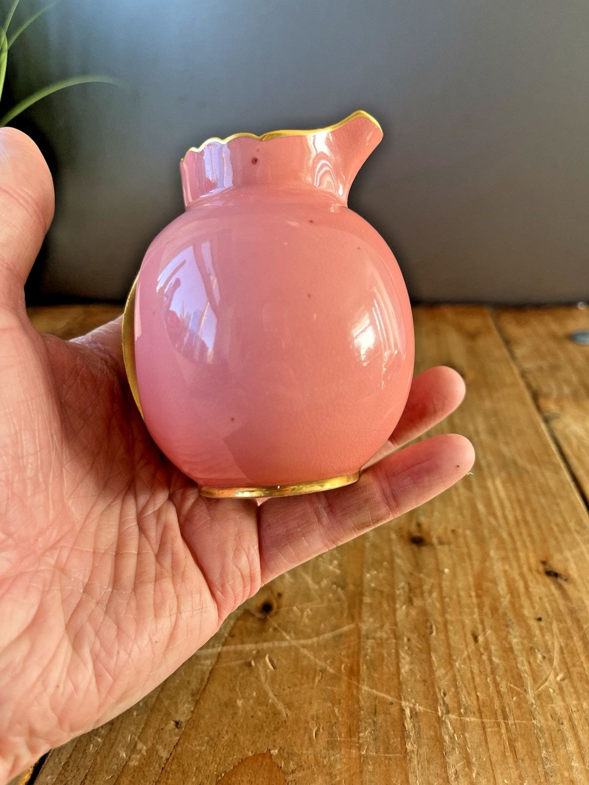 photo vinterior Antique C1890 Royal Crown Derby Porcelain Pink Gilded Bachelors Milk Cream Jug