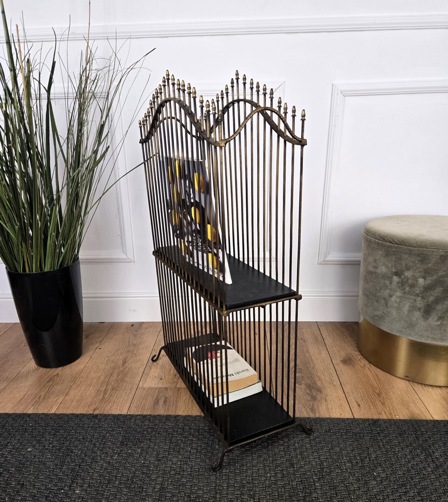 1960s Italian Mid Century Brass Metal Magazine Rack Book Stand photo 854.0