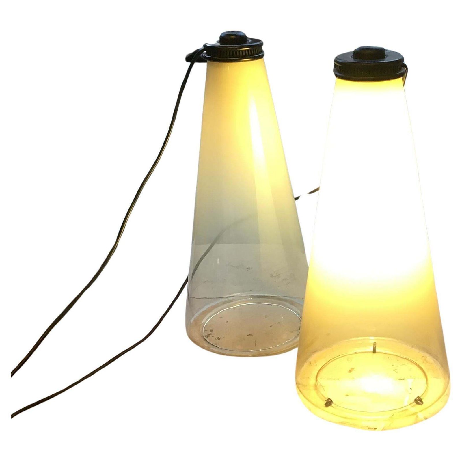 Arteluce Couple Table Lamp Glass Metal 1975 Italy