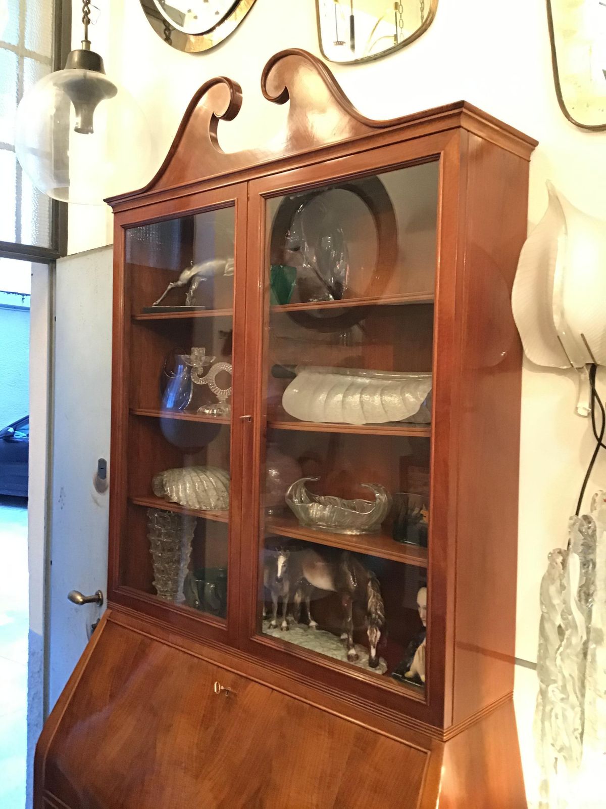 Paolo Buffa Bookcase/Drawer Chest /Mobile Bar Brass Glass Wood 1950s Italy photo vintage