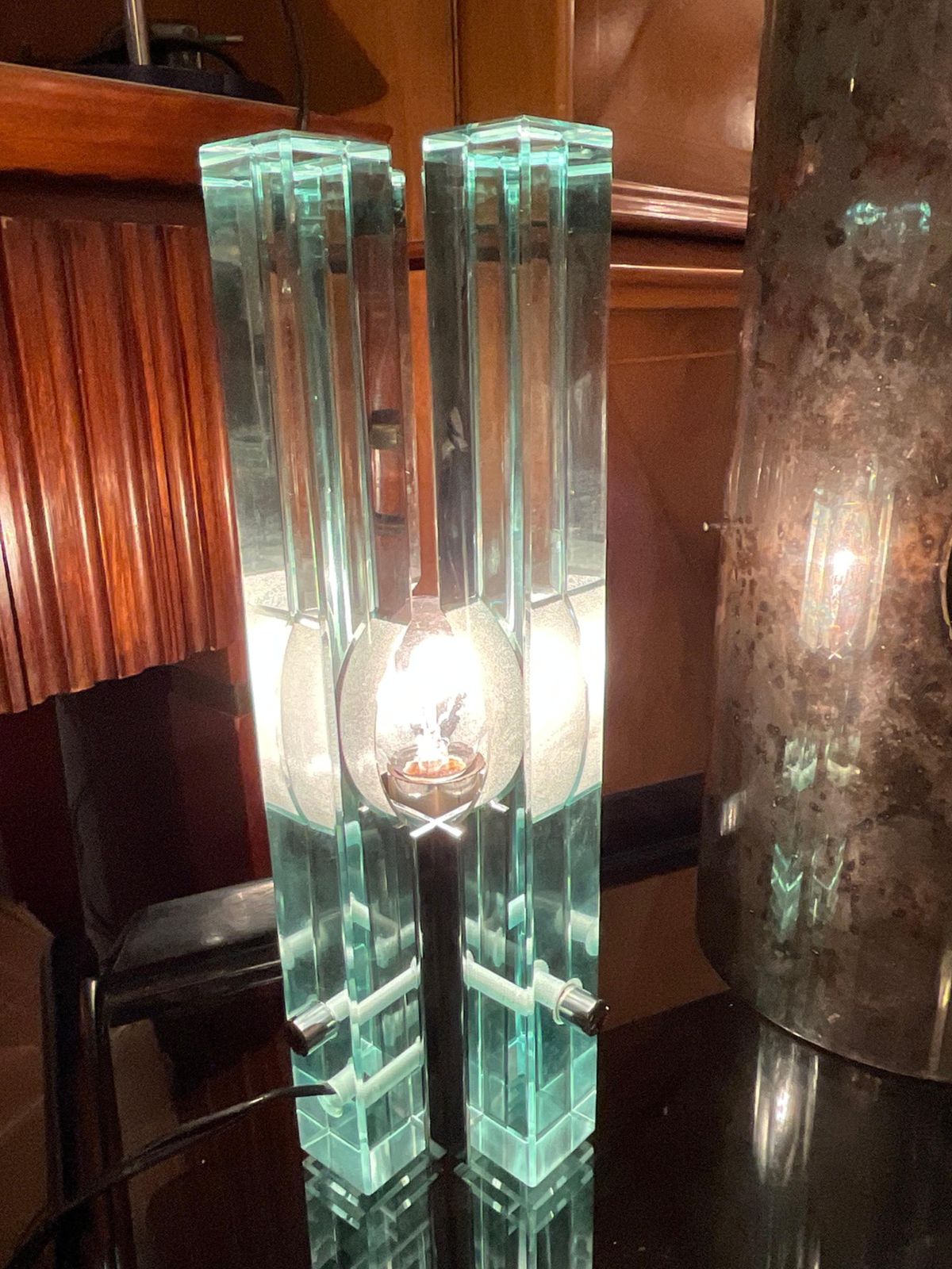Gallotti & Radice   Glass And Steel Lamp   Italy 1960 photo vinterior