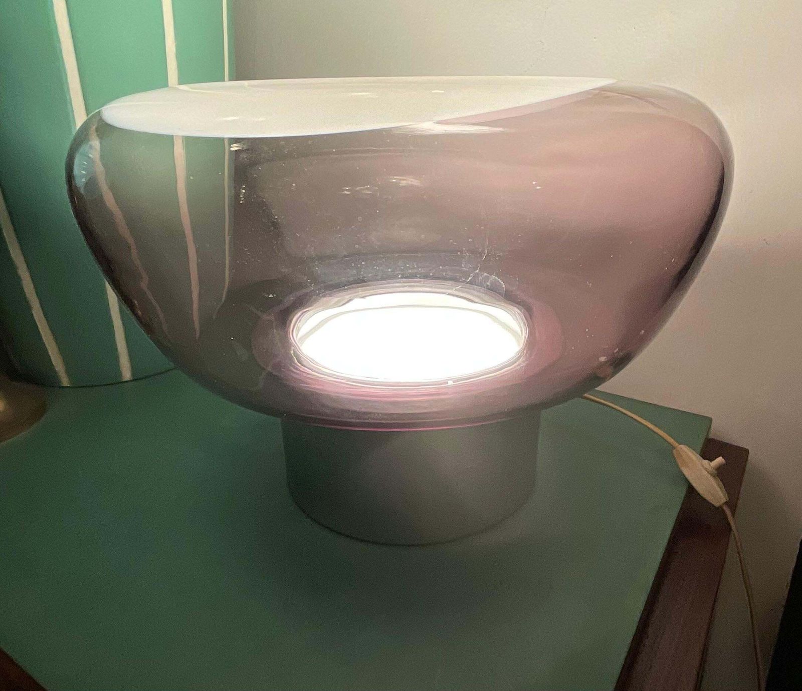 1113.0 Vistosi  Murano Glass Lamp And Steel Base   Made In. Italy 1970 photo