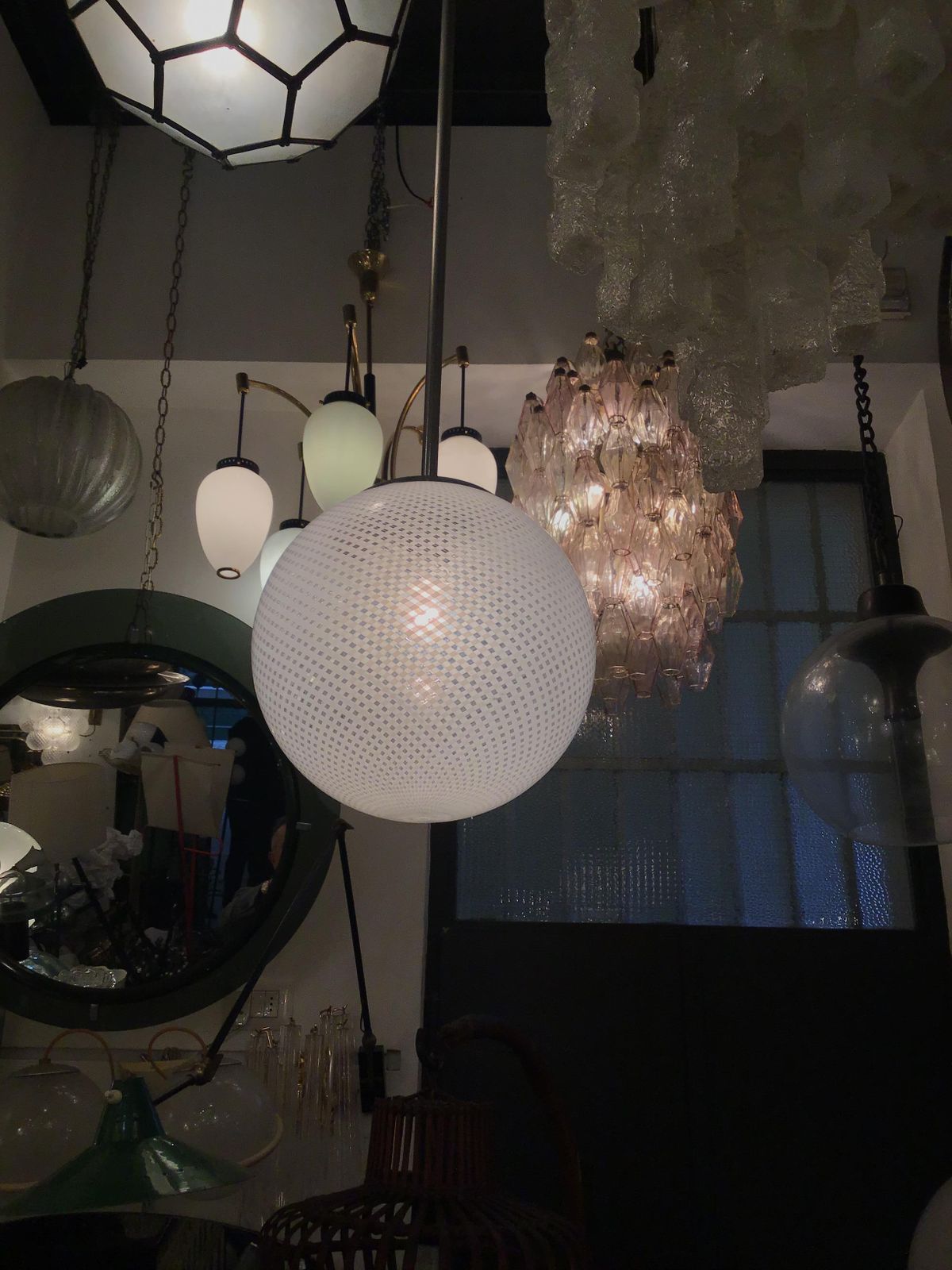 Venini "Filigrana " Chandelier Murano Glass Metal Crome 1930 Italy photo furniture