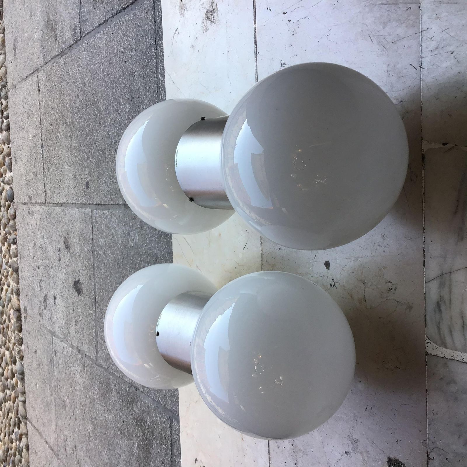 Stilux Couple Sconces Glass  Metal Crome 1958 Italy photo 2568.0