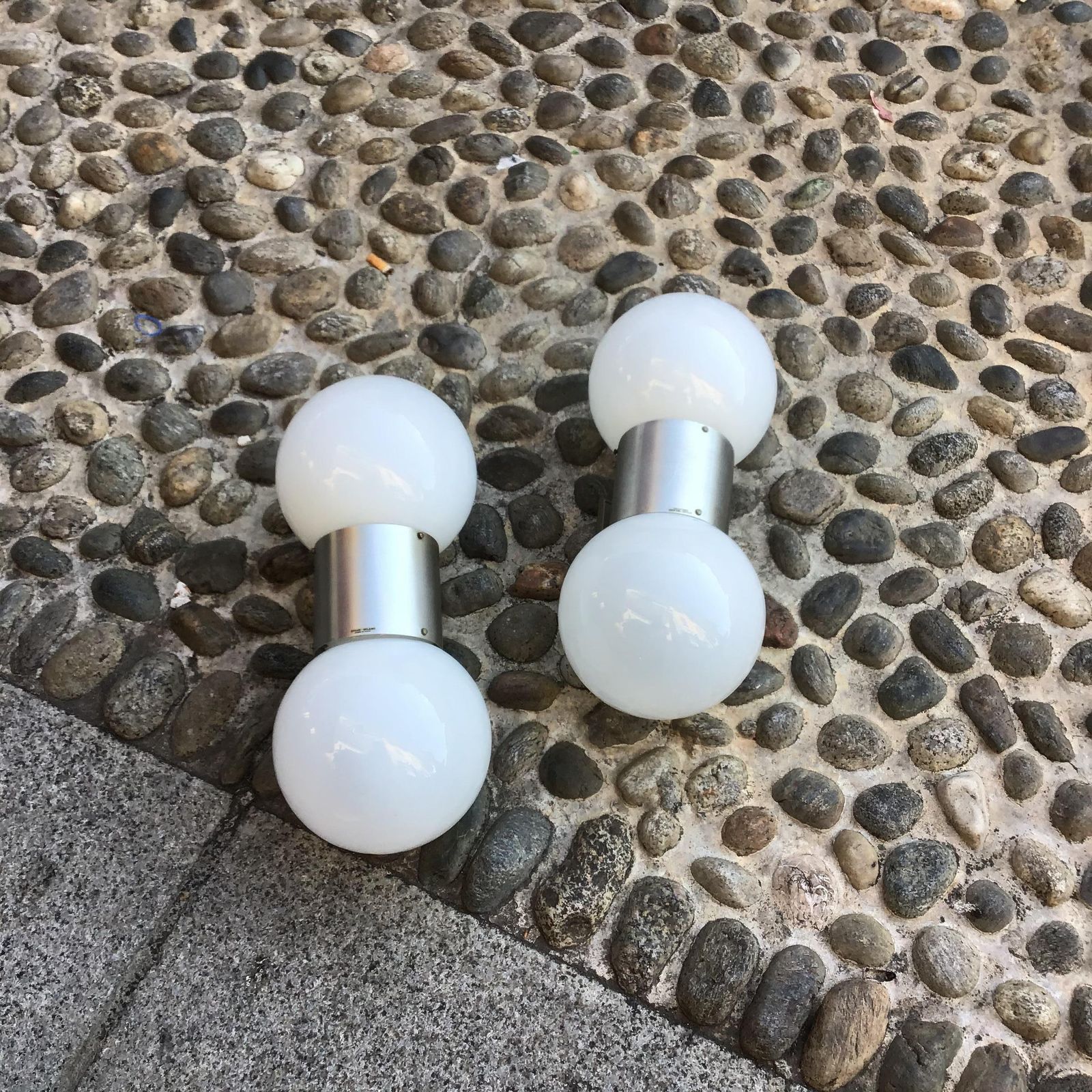 2568.0 Stilux Couple Sconces Glass  Metal Crome 1958 Italy photo