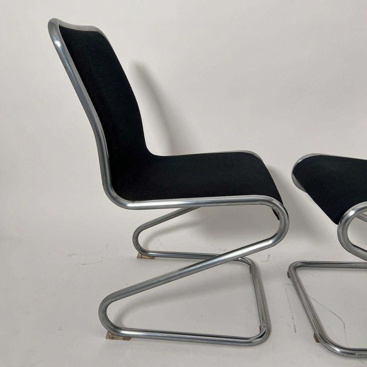Furniture Pair Of Cantilever Z Chairs, Steeltube And Black Fabric, Italy Circa 1970 photo