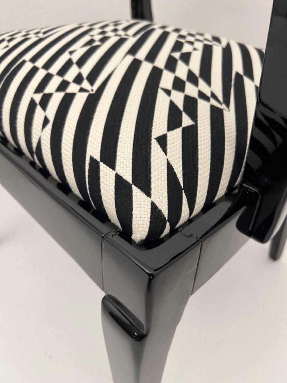 photo buy Pair Of Art Deco Armchairs, Black Lacquer, Black Creme Fabric, Germany Ca. 1925