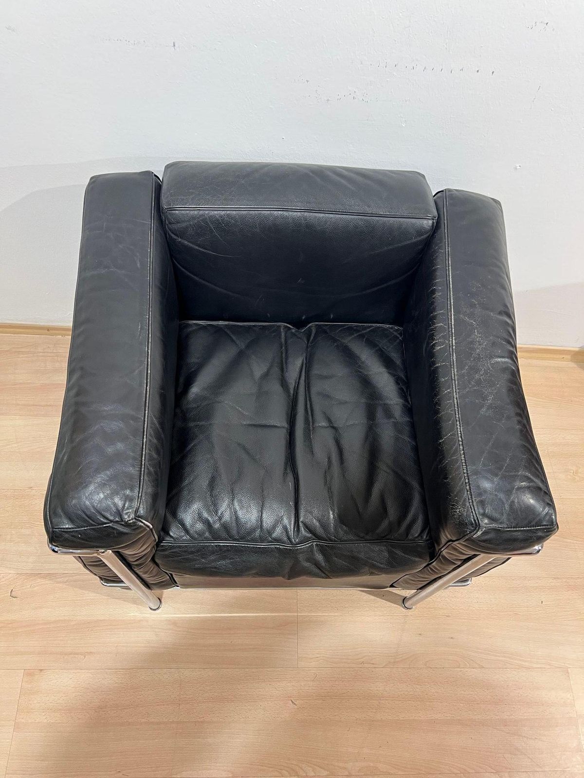 Lc2 Armchair, Chromed Steeltube And Black Leather, Italy Circa 1960s photo 3388.08