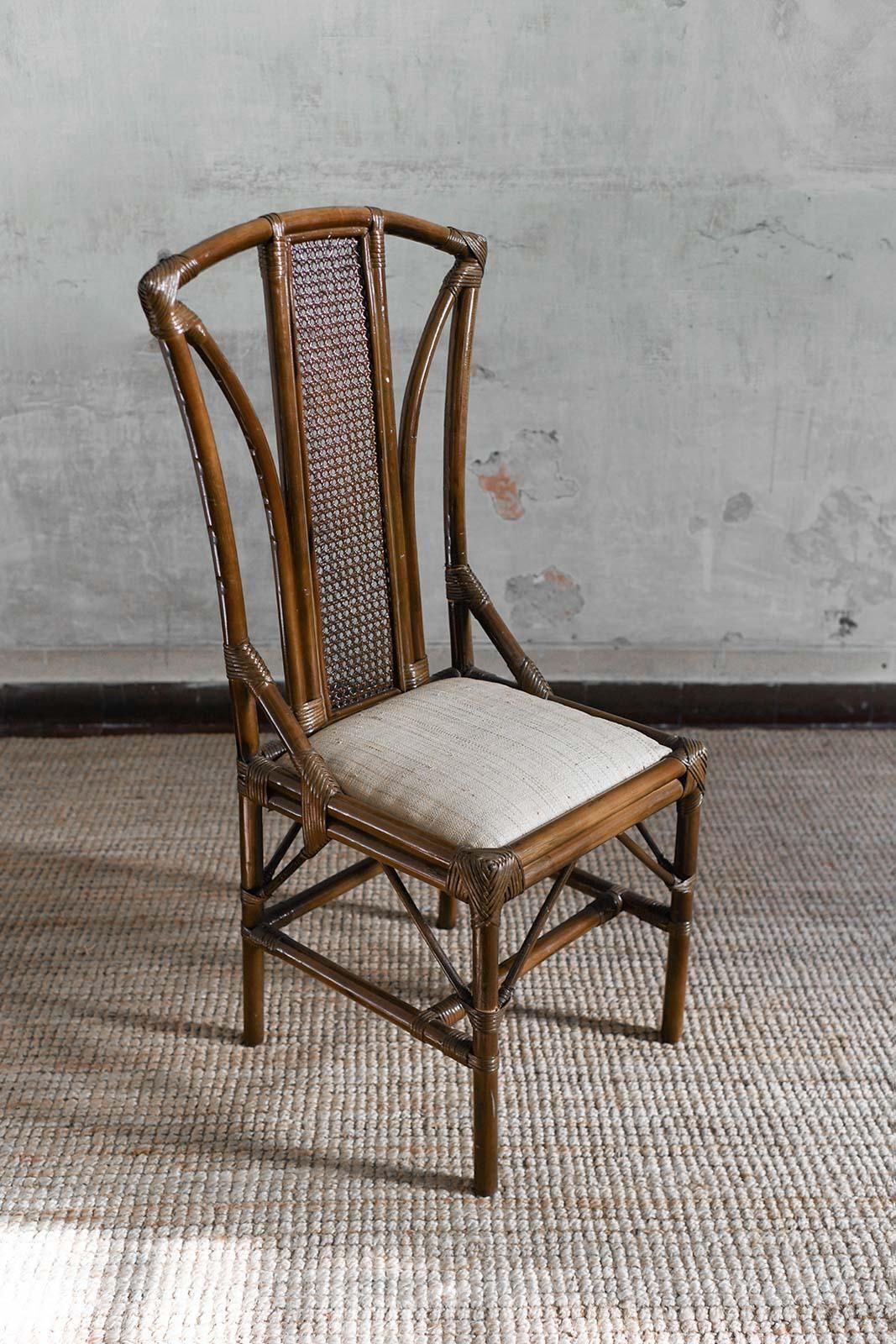 Pair Of Bamboo And Vienna Straw Chairs, Hazelnut Finish With Wicker Seat, 1970s photo Furniture