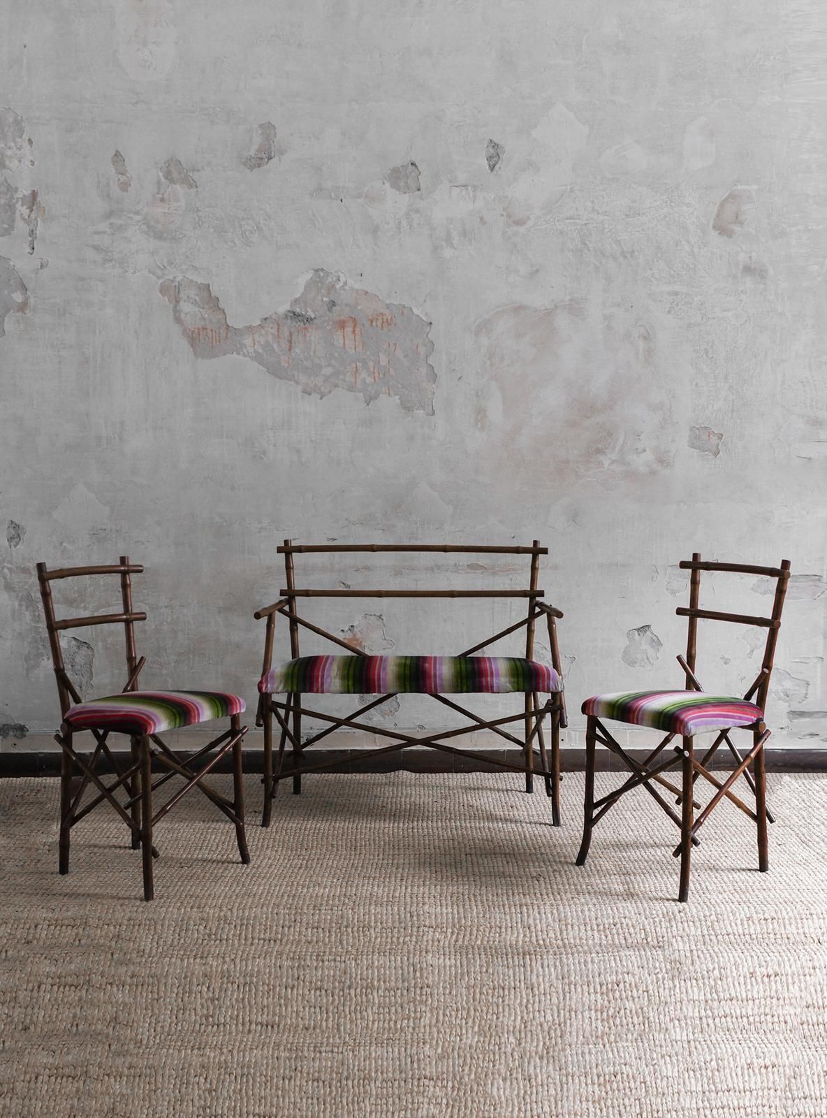 Vivai Del Sud 1970 Bamboo Living Room Set With Cushions photo furniture