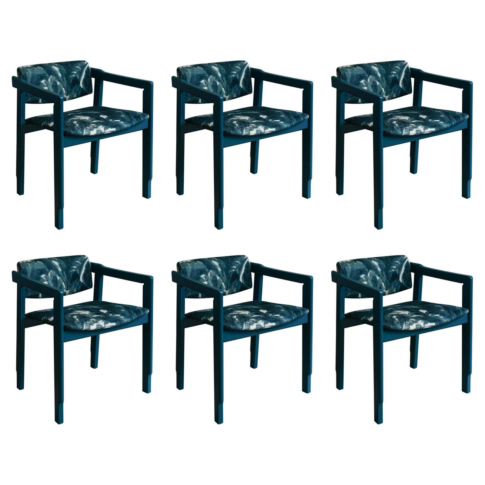 Set Of Six 1960s Lacquered Wood Chairs