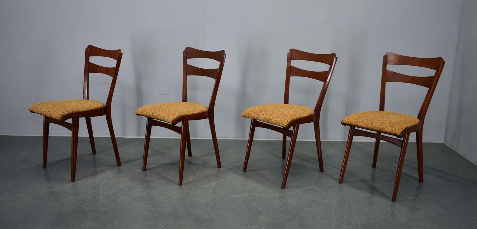 Vintage Walnut Dining Chairs By Mier Topolcany, Czechoslovakia, 1960s, Set Of 4 photo for sale