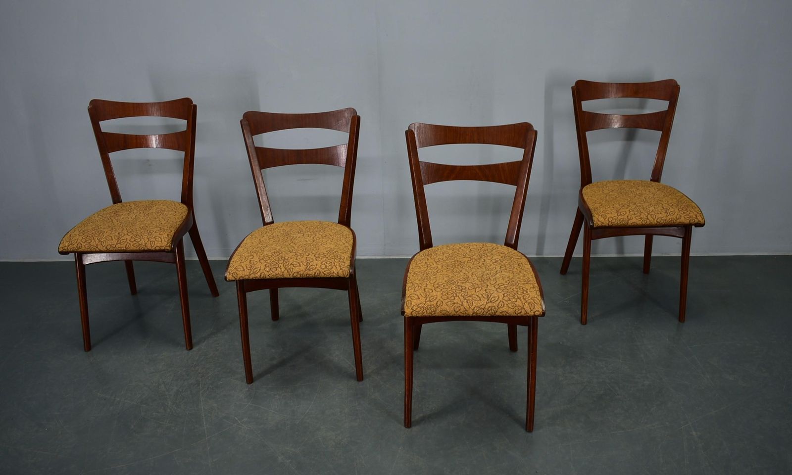 photo for sale Vintage Walnut Dining Chairs By Mier Topolcany, Czechoslovakia, 1960s, Set Of 4