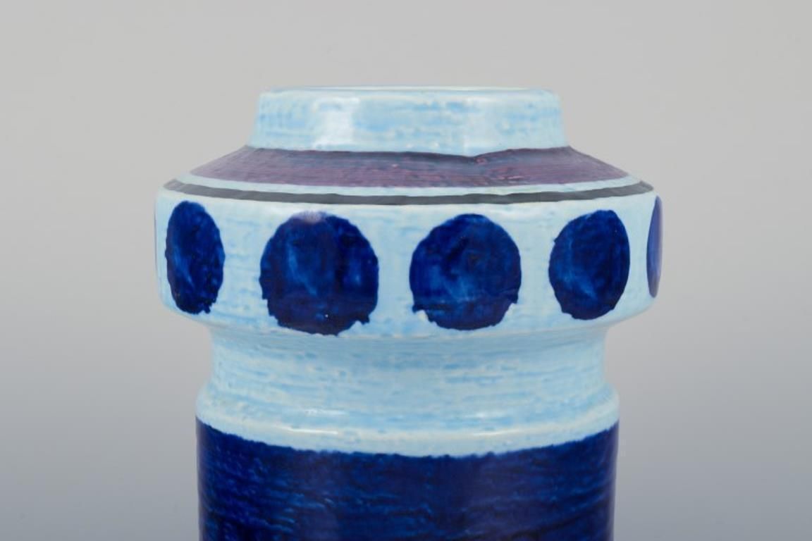 Olle Alberius For Rörstrand. "Lavendel" Ceramic Vase With Glaze In Blue Tones photo for sale