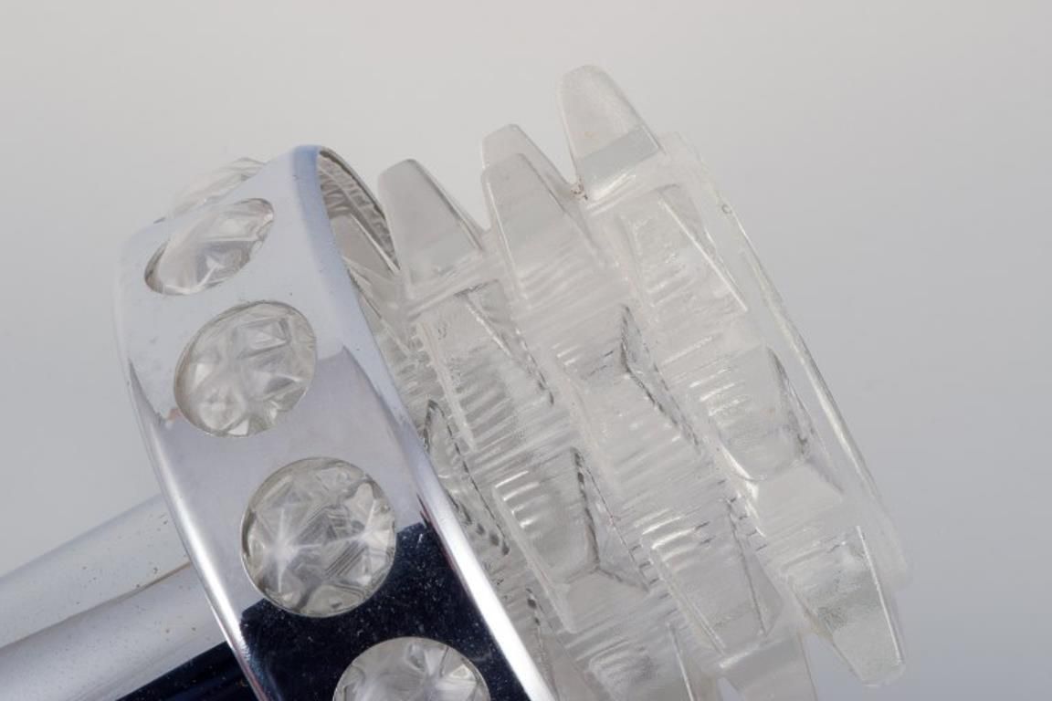Raak, Holland. Ceiling Pendant In Chromed Metal And Clear Art Glass. 1970s. photo vintage
