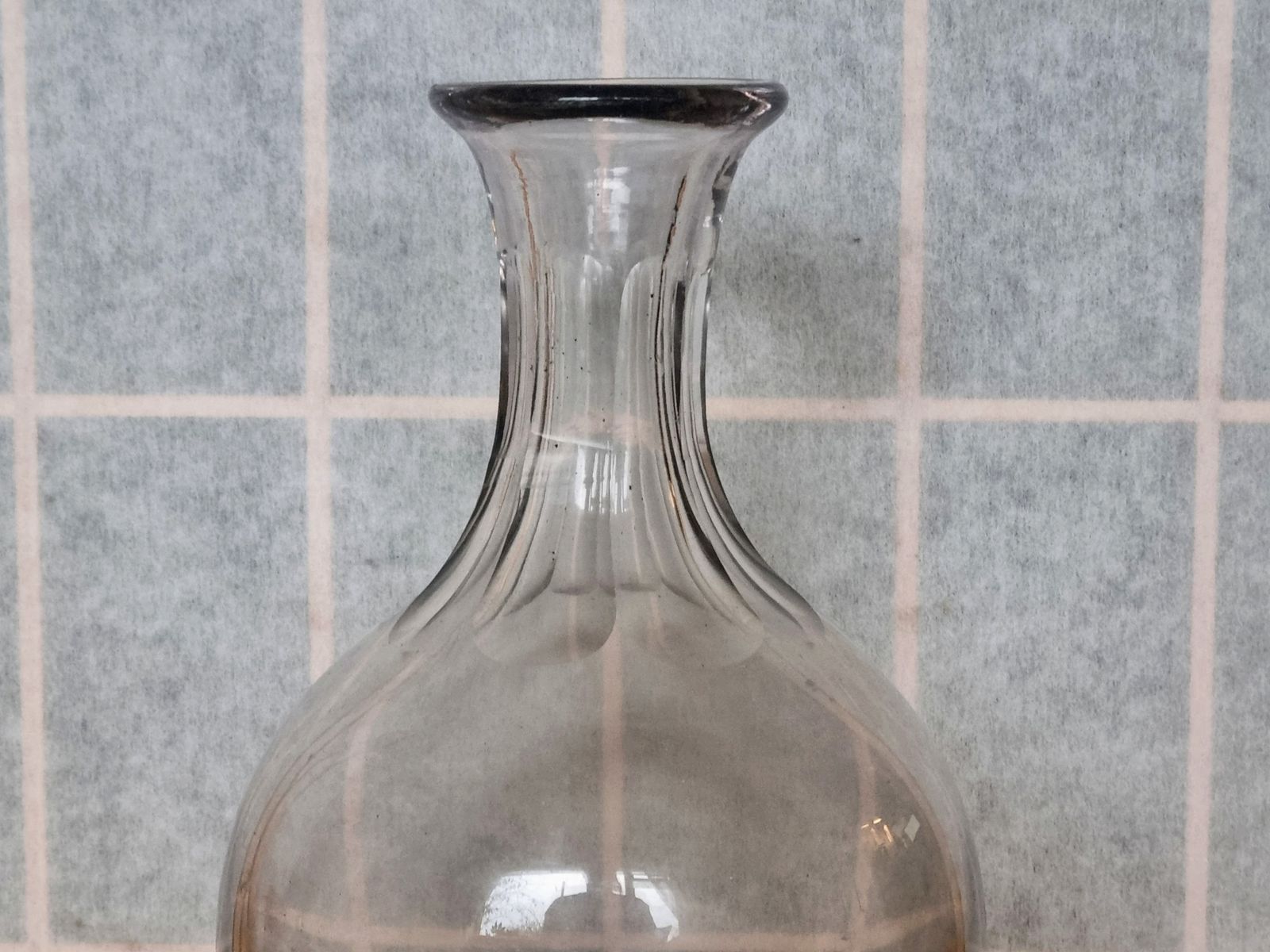 Georgian Glass Decanter | Antique English Wine Carafe | Hand Blown Cut Glass Bottle | 10 Inch Pontil Mark Base 1800s photo Home Decor