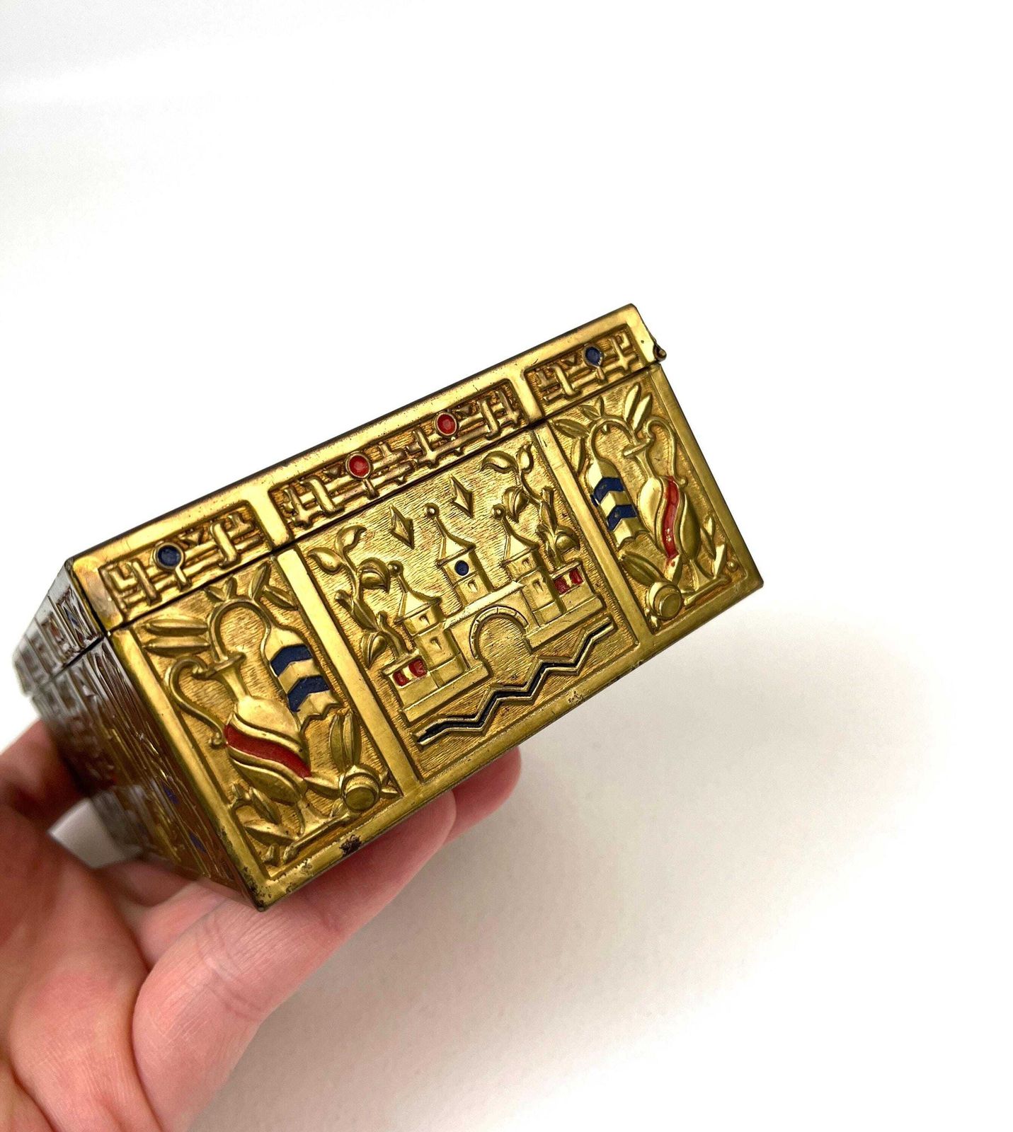Stunning Bauhaus Art Deco Avantgarde Brass Enamel Cubist Jewelry Box By Erhard & Söhne photo Home Decor